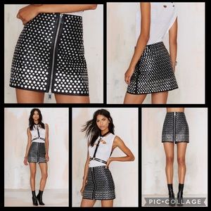 NASTY GAL METAL STUDDED ZIPPER FAUX LEATHER SKIRT